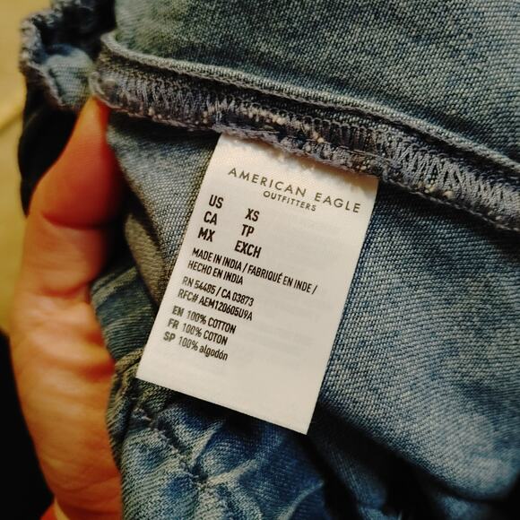 American Eagle Outfitters AEO Size XS Extra Small Paper Bag Blue Shorts Pockets - Picture 8 of 9